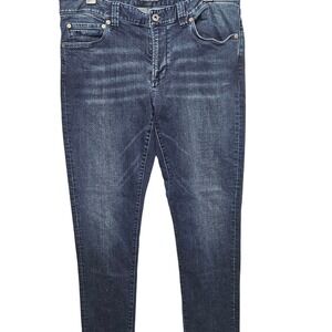 LL Bean Signature Slim Straight Fit Mens Jeans 34x30 Dark Wash Blue Denim